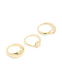 Gold Plated Cubic Zirconia & Chunky Rings 3-Pack - link has visual effect only