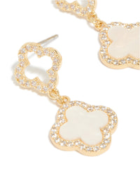 Gold Plated Cubic Zirconia Pink Inlay Flower Earrings - link has visual effect only