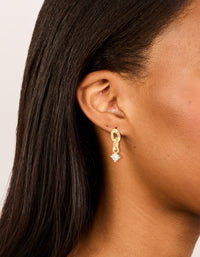 Gold Plated Cubic Zirconia & Chain Drop Earrings - link has visual effect only