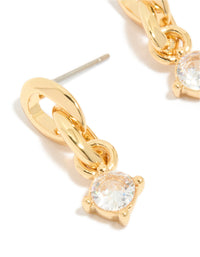Gold Plated Cubic Zirconia & Chain Drop Earrings - link has visual effect only
