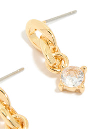 Gold Plated Cubic Zirconia & Chain Drop Earrings - link has visual effect only
