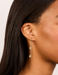 Gold Plated Cubic Zirconia Flower Thread Through Earrings - link has visual effect only