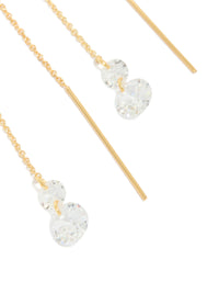 Discover gold plated cubic zirconia thread through earrings post detail view - link has visual effect only