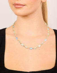 Gold Plated Blue & White Oval Cubic Zirconia Necklace - link has visual effect only