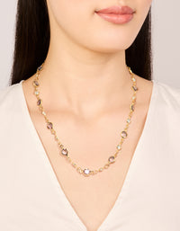 Gold Plated Pink & Clear Cubic Zirconia Station Necklace - link has visual effect only