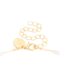 Gold Plated Cubic Zirconia Cross & Pearl Necklace - link has visual effect only