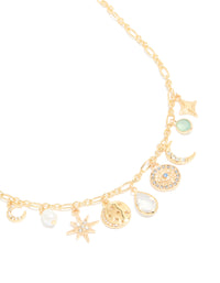 Gold Plated Celestial Charms Necklace - link has visual effect only