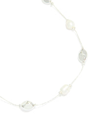 Silver Plated Molten & Freshwater Pearl Adjustable Necklace - link has visual effect only