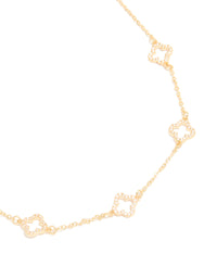 Gold Plated Cubic Zirconia Flower Charm Necklace - link has visual effect only