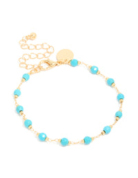 Gold Plated Turquoise Semi Precious Stone Bracelet - link has visual effect only