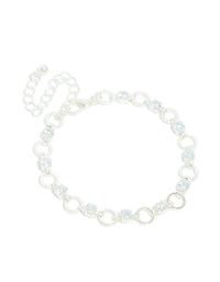 Silver Plated Alternating Cubic Zirconia Round Link Bracelet - link has visual effect only