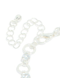 Silver Plated Alternating Cubic Zirconia Round Link Bracelet - link has visual effect only