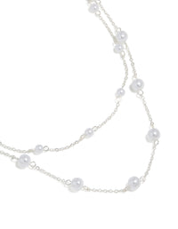 Silver Pearl Layered Necklace - link has visual effect only