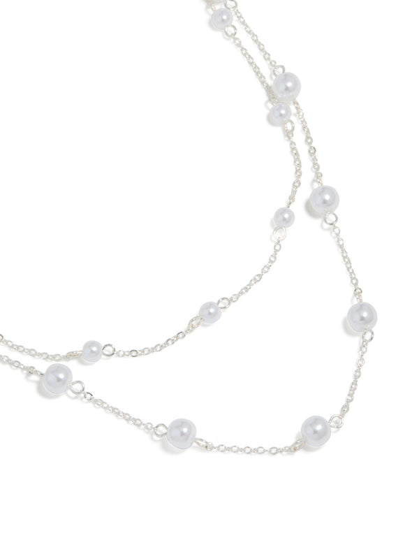 Silver Pearl Layered Necklace