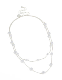 Silver Pearl Layered Necklace - link has visual effect only