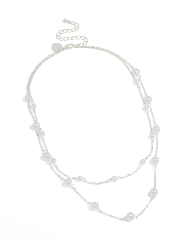 Silver Pearl Layered Necklace