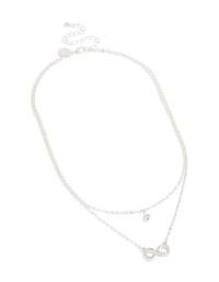 Silver Diamante & Infinity Pendant Layered Necklace - link has visual effect only