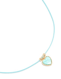 Aqua Blue Heart Pendant Cord Necklace - link has visual effect only