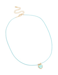 Aqua Blue Heart Pendant Cord Necklace - link has visual effect only