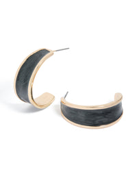 Gold Black Marble Inlay Hoop Earrings - link has visual effect only