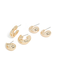 Gold Bubble Thick Huggie Earrings 3-Pack - link has visual effect only