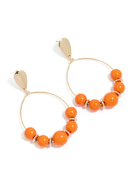Gold Round Orange Beaded Drop Earrings - link has visual effect only