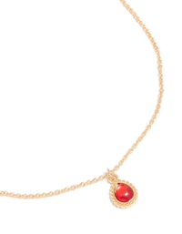Gold Red Diamante Simple Teardrop Pendant Necklace - link has visual effect only