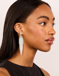 Silver Diamante Dazzle Chain Drop Earrings - link has visual effect only