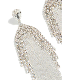 Silver Diamante Dazzle Chain Drop Earrings - link has visual effect only