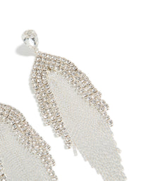 Silver Diamante Dazzle Chain Drop Earrings - link has visual effect only