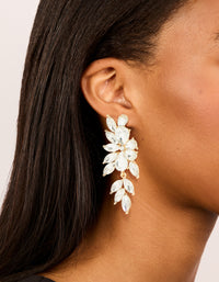 Gold Diamante Chunky Floral Drop Earrings - link has visual effect only