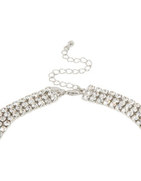 Crafted with diamante tennis triple layered design in silver clasp detail view - link has visual effect only