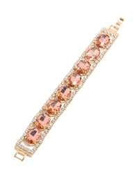 Presenting a silver pink and clear diamantes bracelet accents front view - link has visual effect only