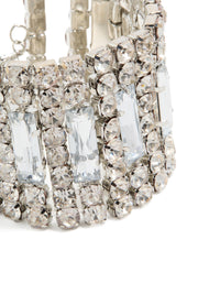 Featuring colossal diamantes in silver statement bracelet close up view - link has visual effect only