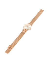 Rose Gold Round Mesh Watch - link has visual effect only