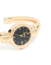 Gold Plated Black Watch Face Centre Bangle - link has visual effect only