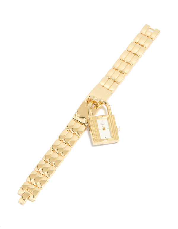 Gold Padlock Watch  Bracelet