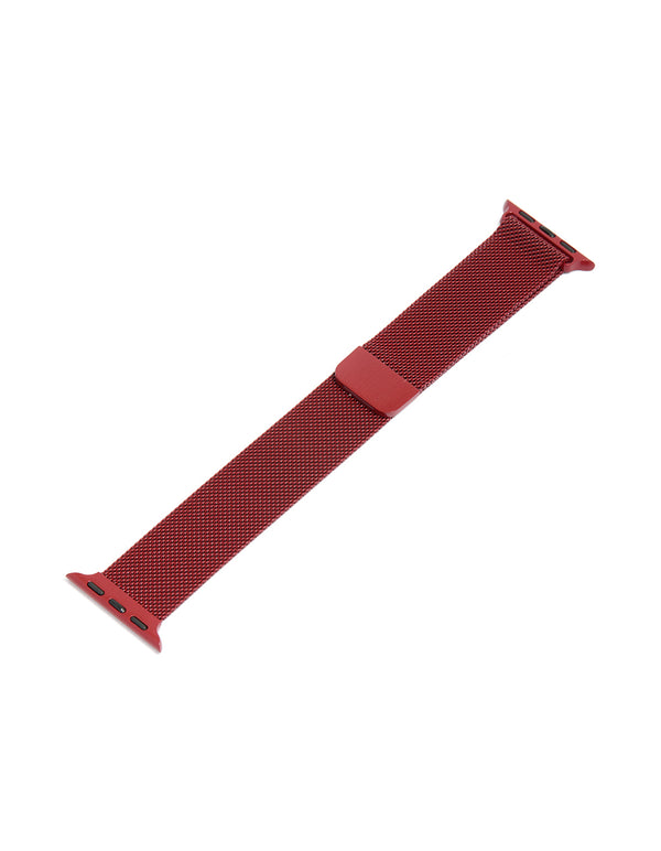 Red Coated Metal Mesh Strap 38/40/41 mm