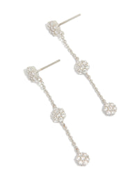 Silver Cubic Zirconia Mini Floral Drop Earrings - link has visual effect only