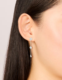 Silver Cubic Zirconia Mini Floral Drop Earrings - link has visual effect only