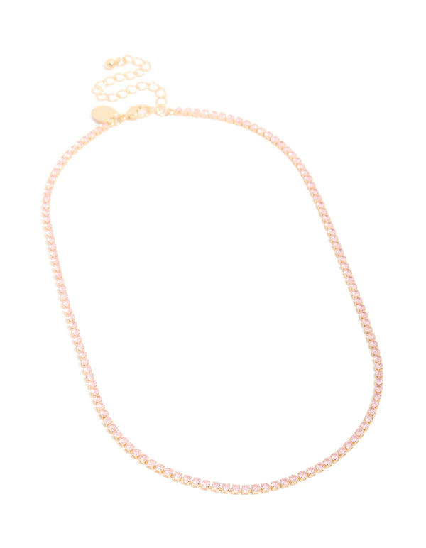 Gold Dainty Cubic Zirconia Tennis Necklace