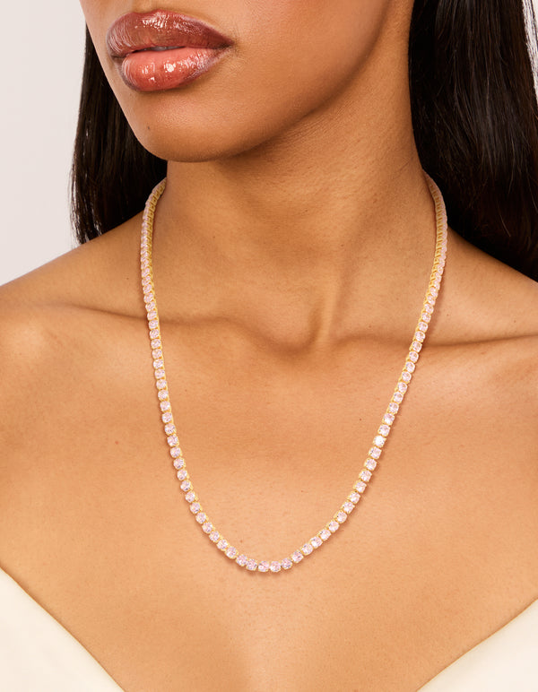 Gold Dainty Cubic Zirconia Tennis Necklace