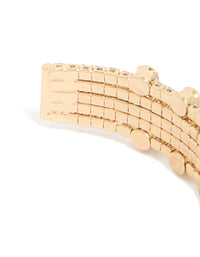 Displaying gold mini bezel set cubic zirconia wrist cuff closure detail view - link has visual effect only