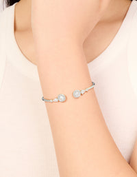 Silver Cubic Zirconia Circle Hinged Bangle - link has visual effect only