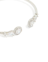 Silver Cubic Zirconia Circle Hinged Bangle - link has visual effect only