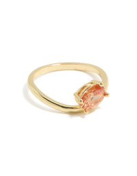 Gold Plated Peach Cubic Zirconia Ring - link has visual effect only