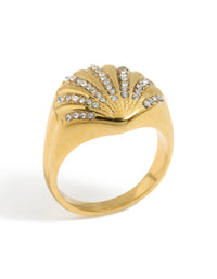 Waterproof Gold Plated Stainless Steel Shell Large Ring - link has visual effect only