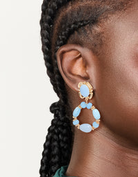 Gold Light Blue Beaded Oval Drop Earrings - link has visual effect only