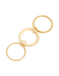 Waterproof Gold Plated Stainless Steel Cubic Zirconia Mini Loop Stacking Ring - link has visual effect only
