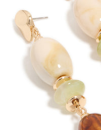 Gold & Acrylic Mixed Size Beaded Drop Earrings - link has visual effect only